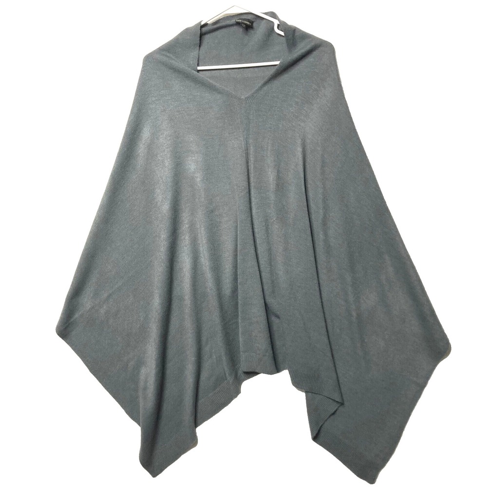 Coco Carmen Knit Poncho Womens OS Sweater Shawl Lagenlook Cape Wrap Solid Gray